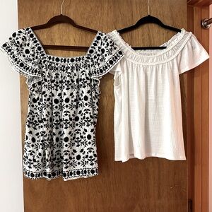 2 Max Studio Tops… Black and White Floral size M, White size S